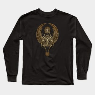 Winged Egyptian Scarab Beetle with Ankh Long Sleeve T-Shirt